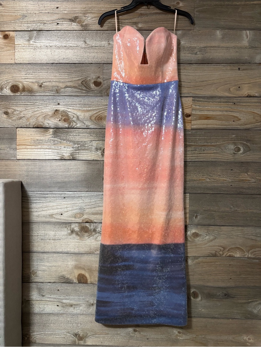 Rebecca Vallance Strapless Oriana Sequinned Ombré Gown Dress